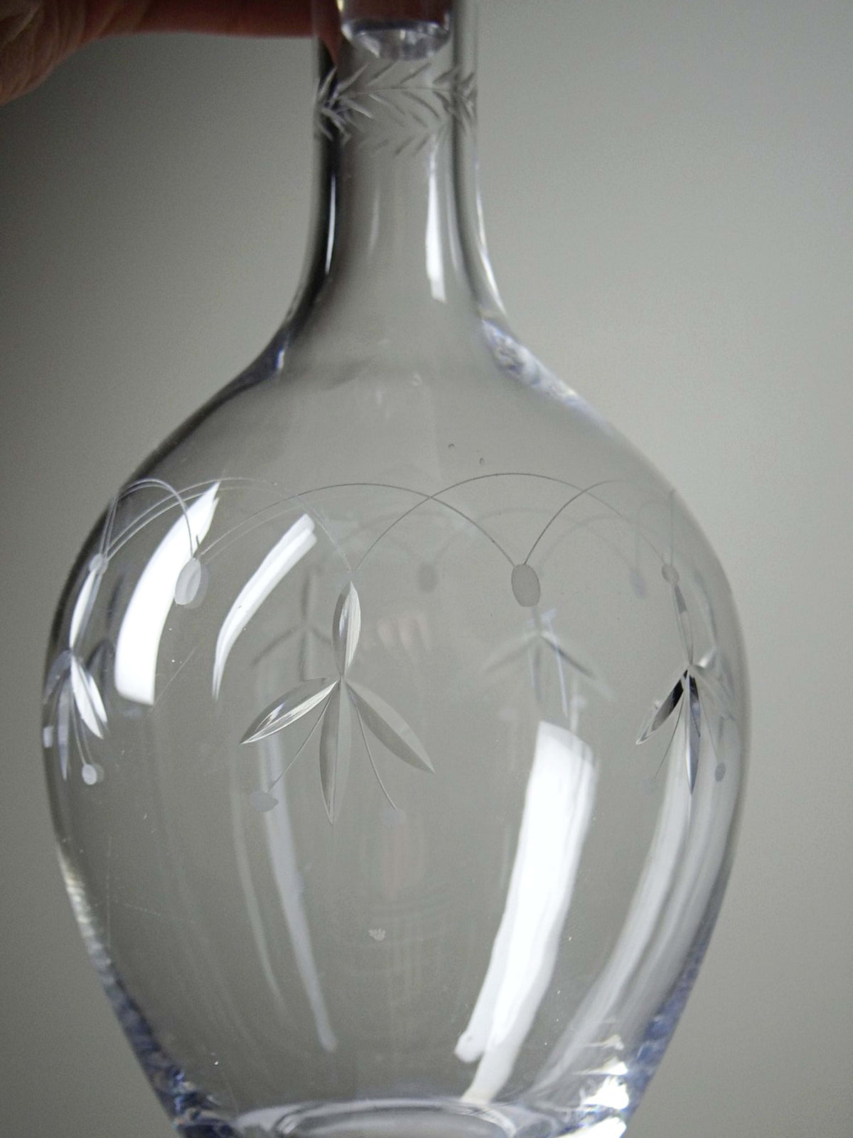Vintage Karaffe "Cristal de Nancy" graviert, Art Deco