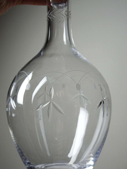 Vintage Karaffe "Cristal de Nancy" graviert, Art Deco