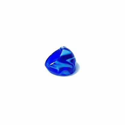 Vintage Ring Muranoglas Marineblau Himmelblau Wellenmuster