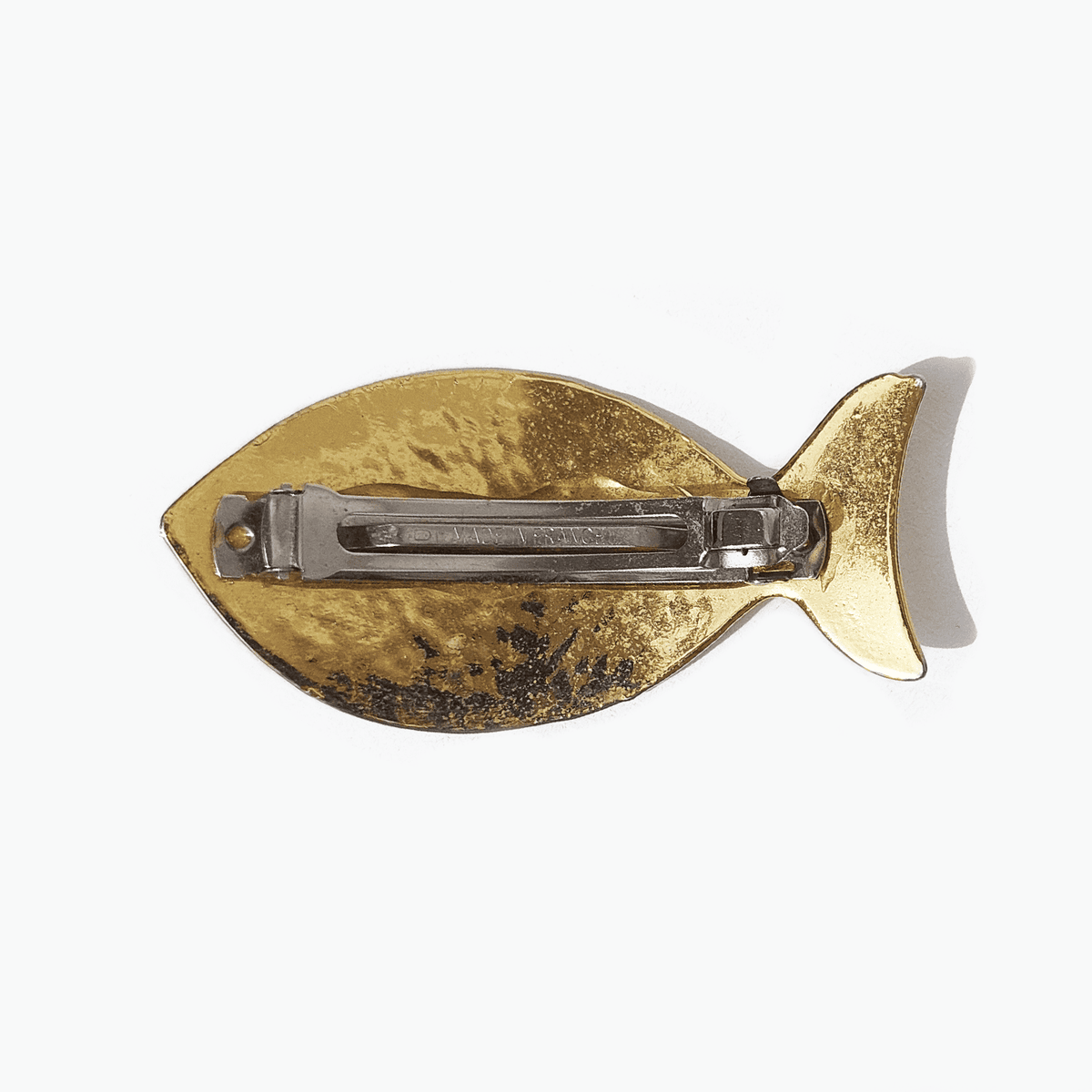 Vintage Fischbarette gehämmertes Metall gold