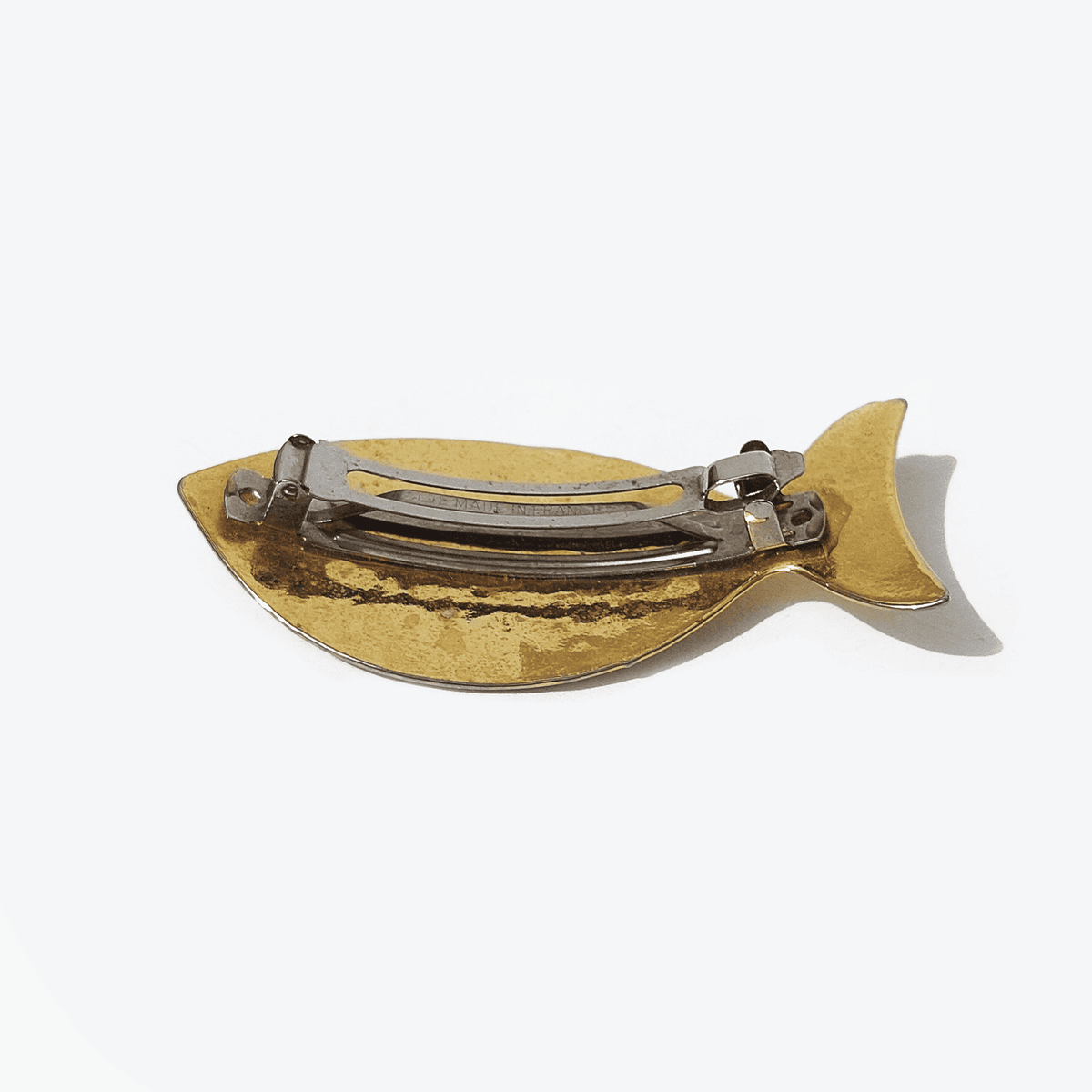 Vintage Fischbarette gehämmertes Metall gold