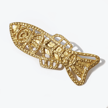 Vintage Barrette Fish Shape Gold