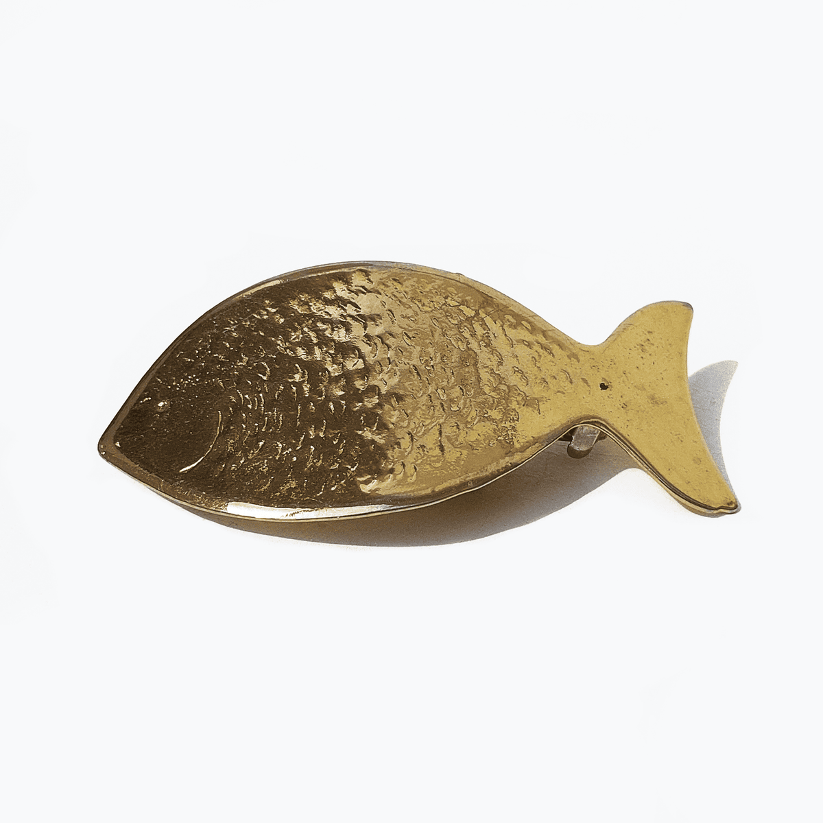 Vintage Fischbarette gehämmertes Metall gold
