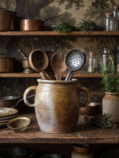 Vintage Steinzeugkrug Puisaye mit zwei Henkeln, Art Nouveau