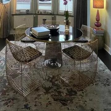 Dining table Bell High Table by Sebastian Herkner for ClassiCon smoke grey, gold, glass