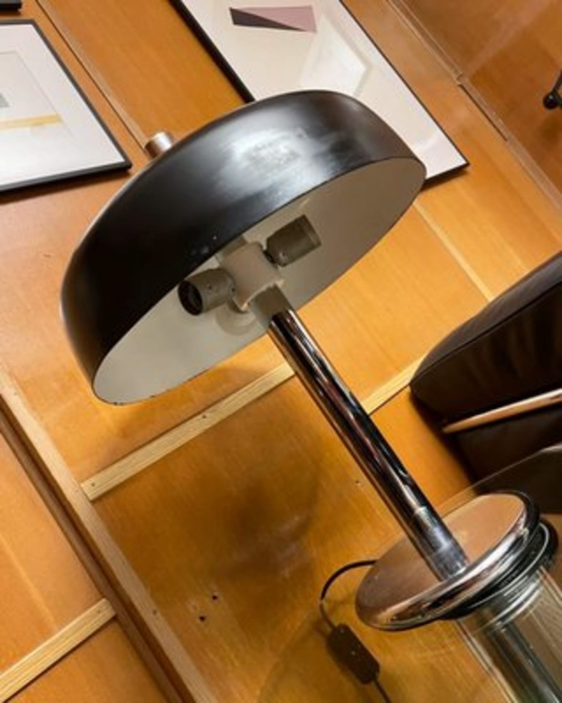 Vintage Bauhaus Tischlampe von Egon Hillebrand für Hillebrand Lighting, Chrom Schwarz