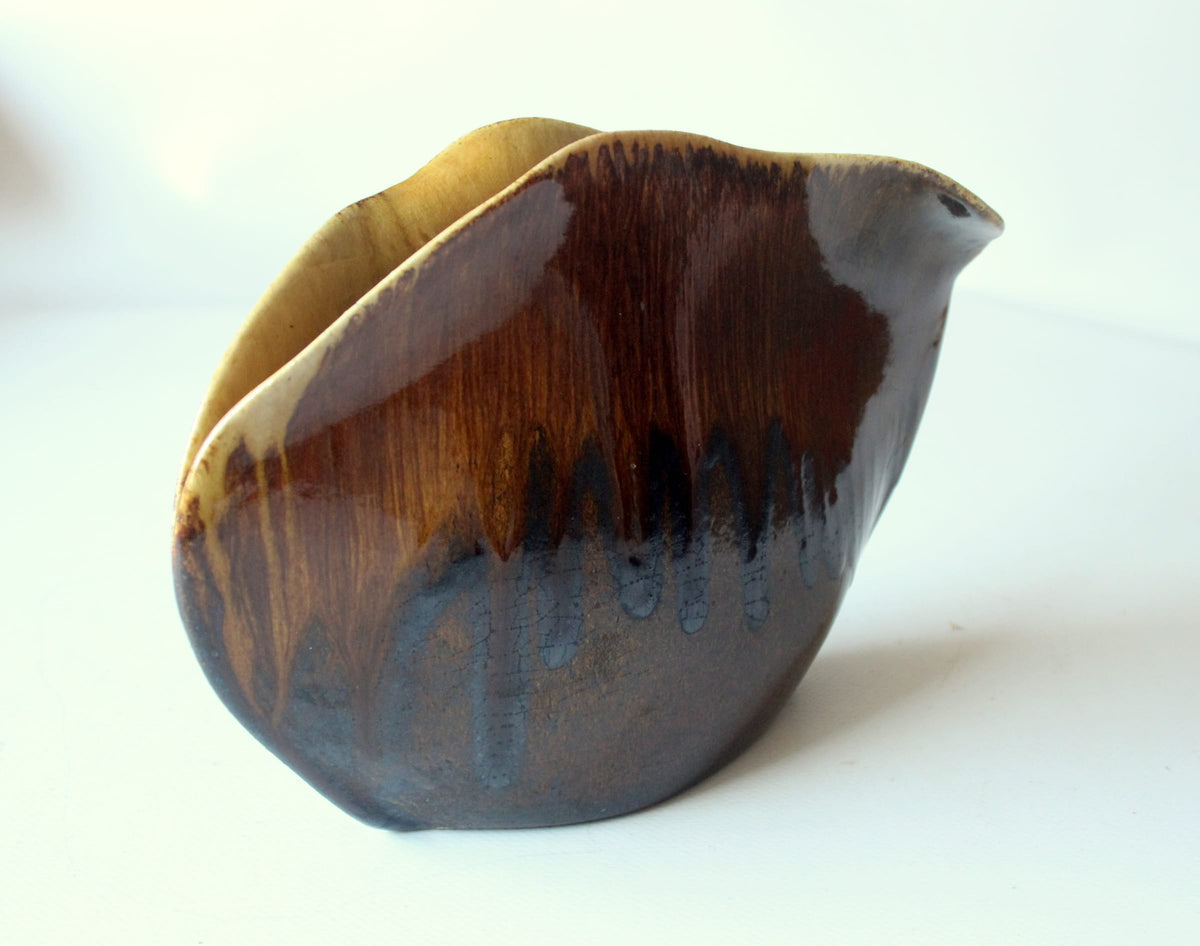 Vintage Keramik Vase Fat Lava, lippenförmige Öffnung