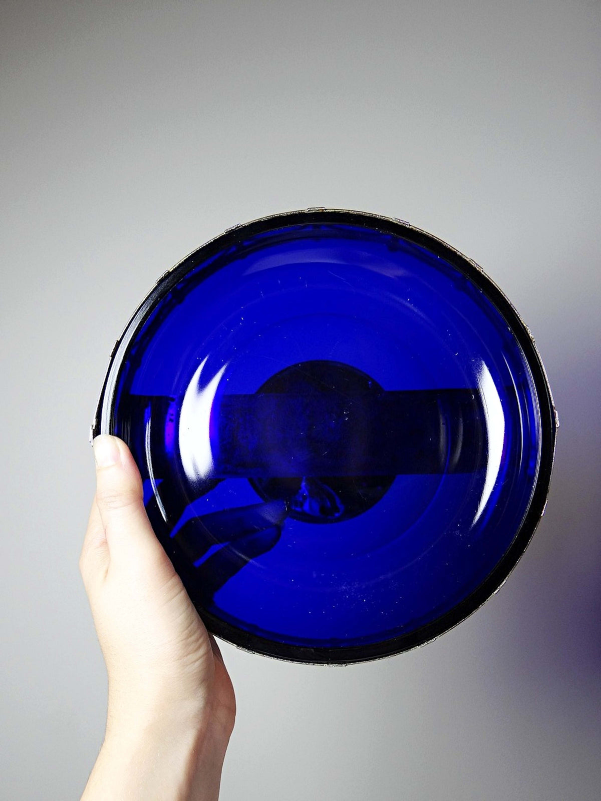 Vintage Schale aus Kobaltglas und versilbertem Metall, Louis XVI Stil, circa 1900-1920