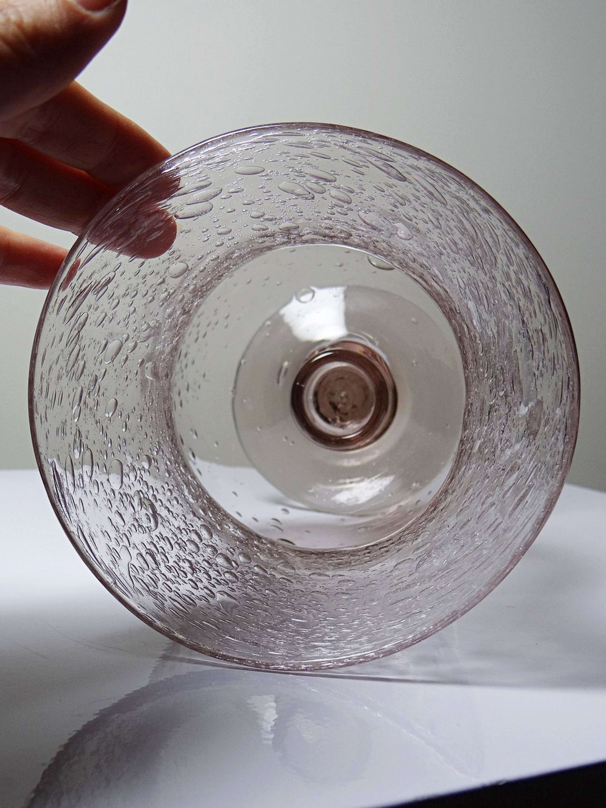Vintage Windlicht Amethyst Bullenglas, Space Age Stil