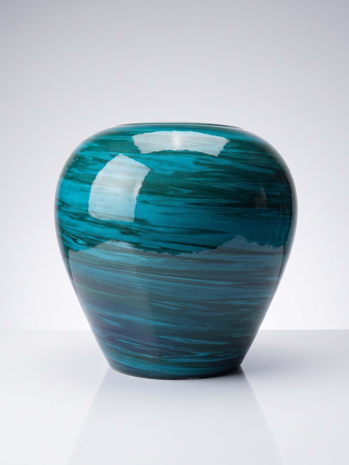Vintage Keramikvase malachitgrün, Mid-Century