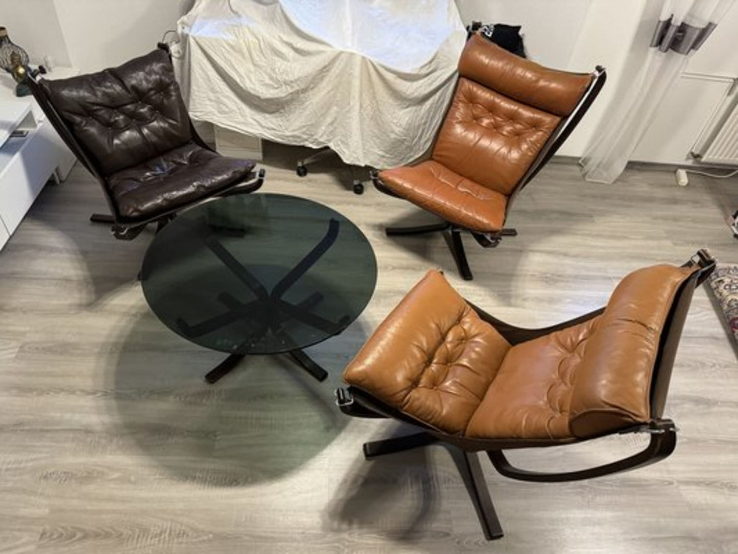 Vintage Set von 2 Falcon Sessel von Sigurd Ressell für Vatne Møbler, cognacbraun
