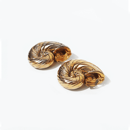 Vintage Ohrring Muschelform Gold 5 cm