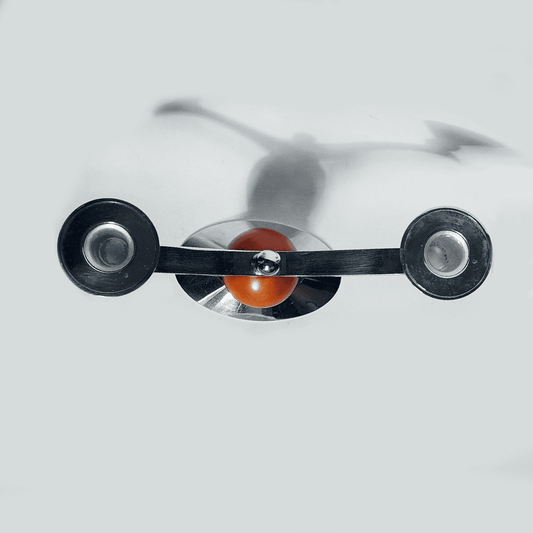 Vintage Kerzenhalter Memphis Silber mit Holzkugel