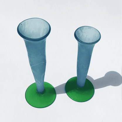 Bougeoirs vintage Aqua turquoise d'occasion, lot de 2