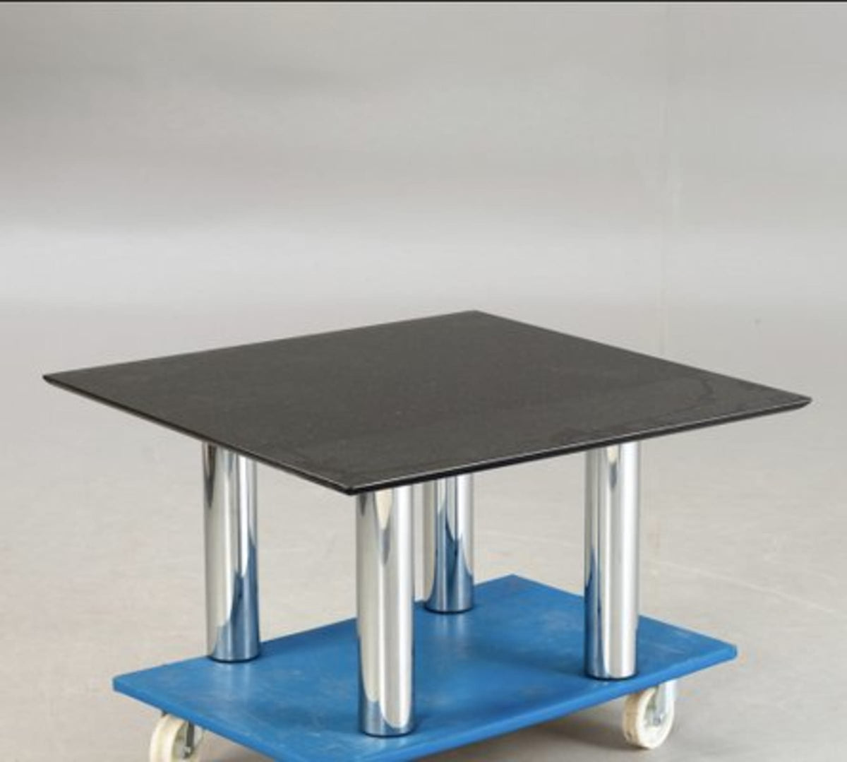 Vintage Couchtisch von Peter Draenert für Draenert, Granitplatte schwarz, Chrombein