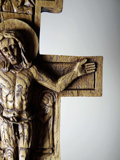 Vintage Wandkreuz "San Damiano" aus geschnitztem Holz