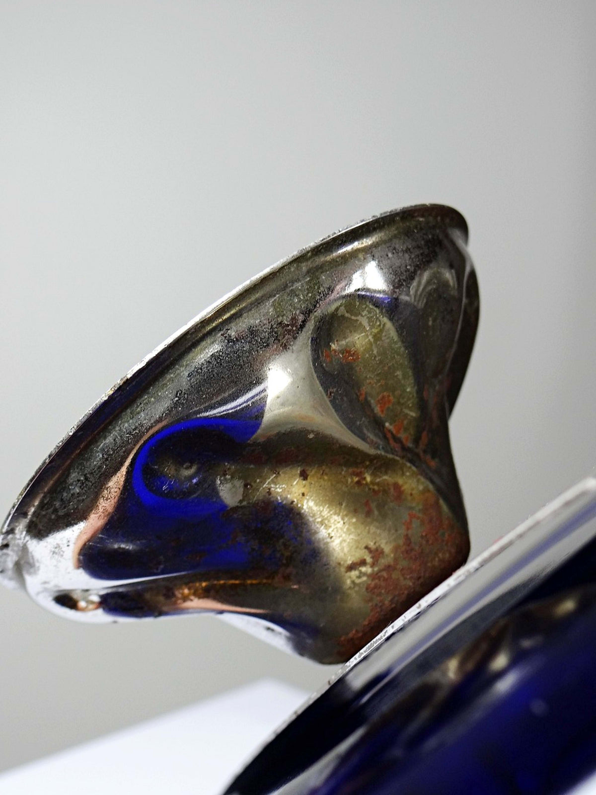 Vintage Schale aus Kobaltglas und versilbertem Metall, Louis XVI Stil, circa 1900-1920