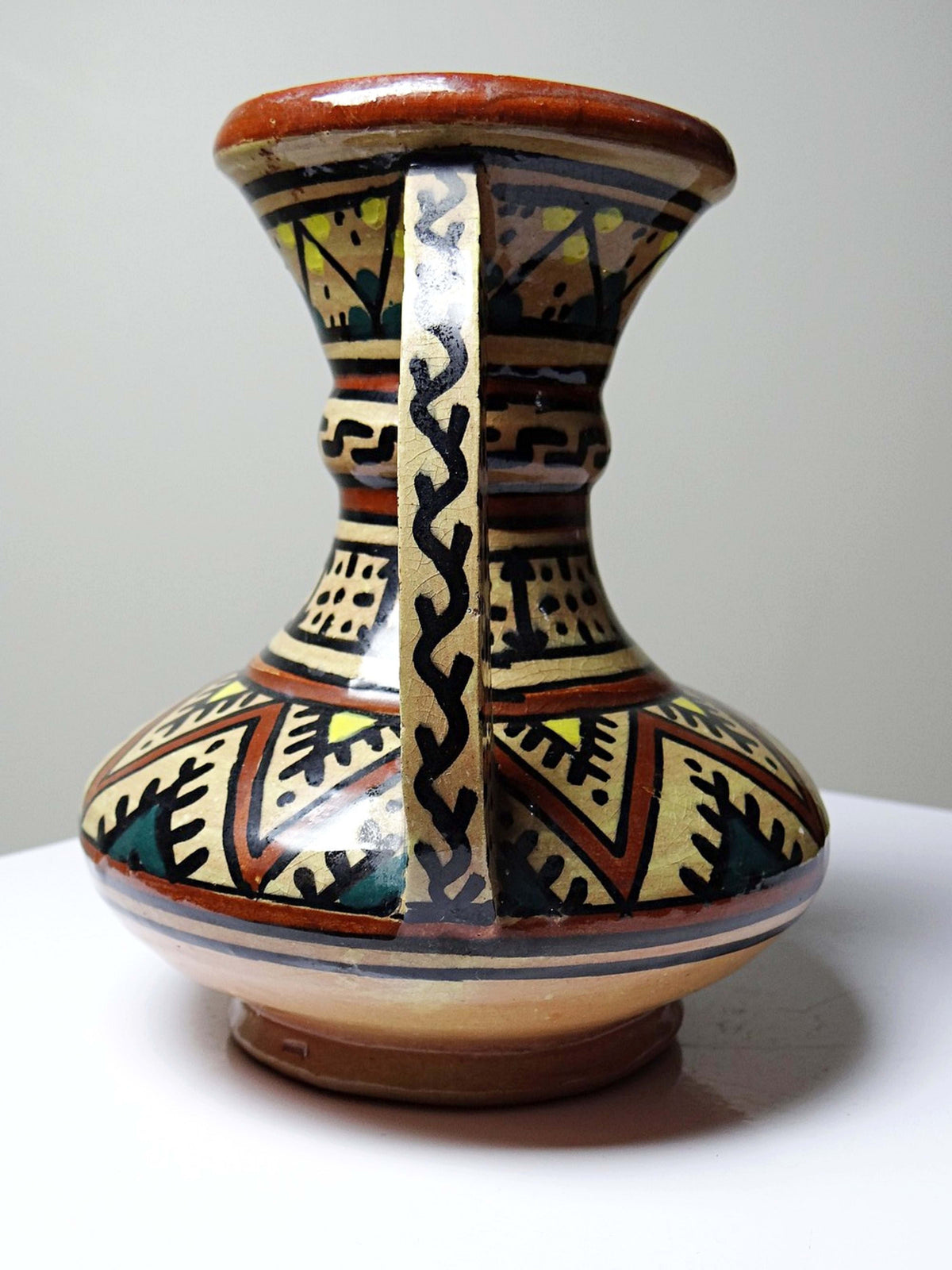 Vintage Vase Keramik von Safi, handbemalt, Marokko
