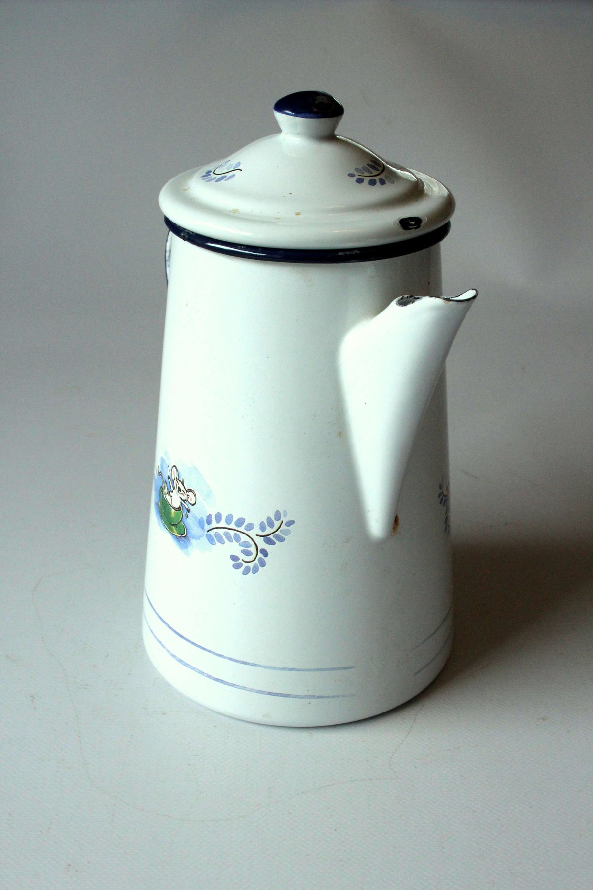 Vintage Kaffeekanne Emaille "Kater Jacob" von Sven Hartmann für ELO