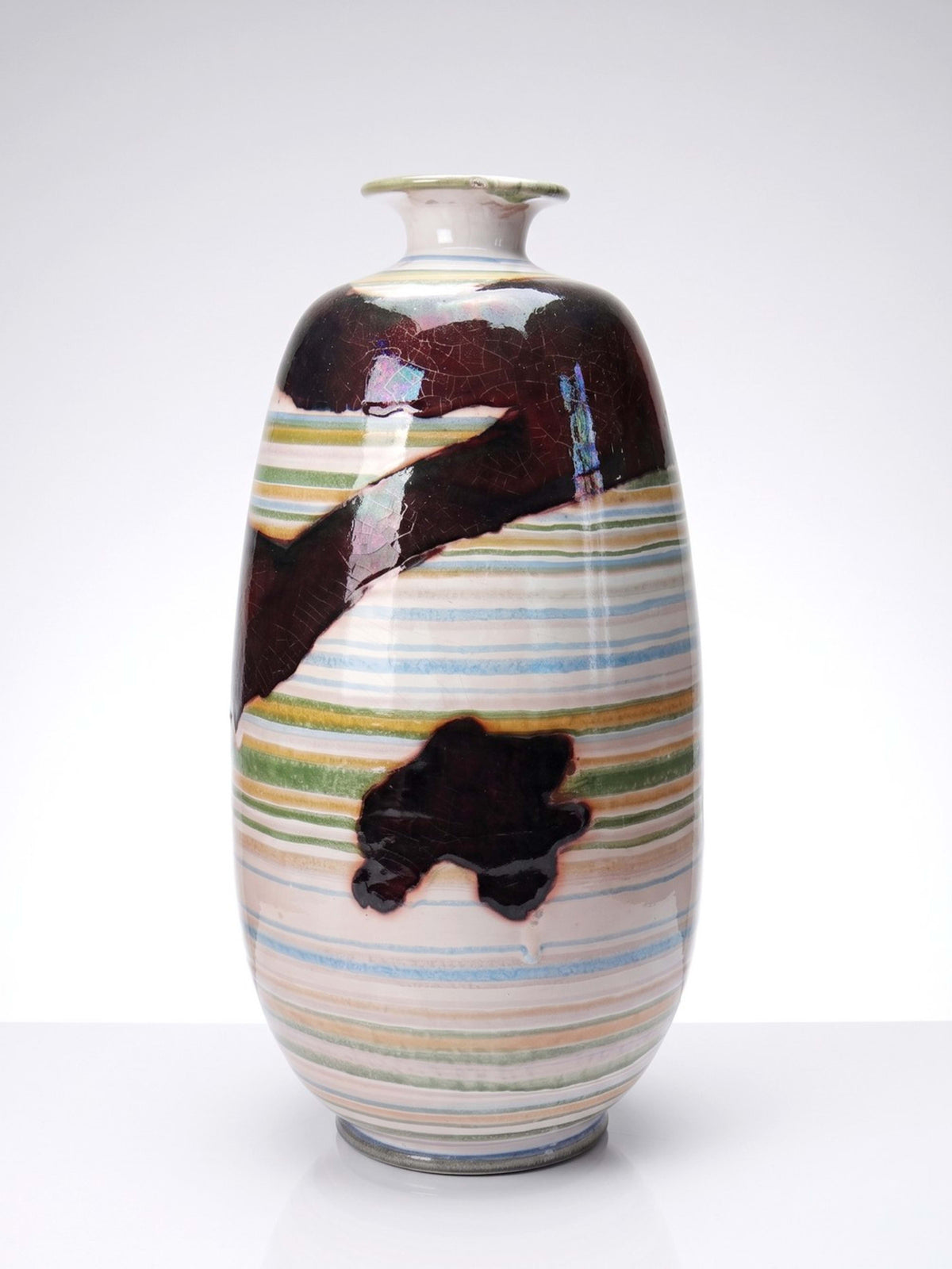 Vintage Keramikvase mit irisierender Glasur, Spanien