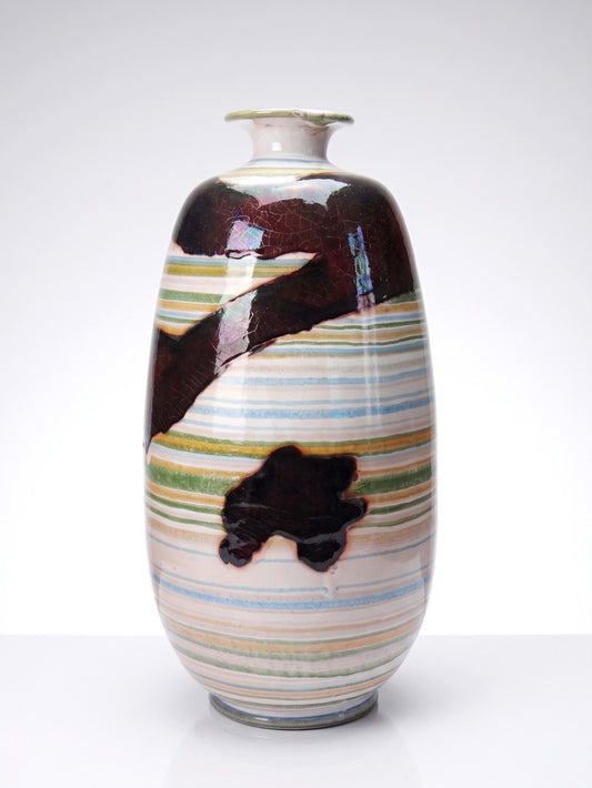 Vintage Keramikvase mit irisierender Glasur, Spanien