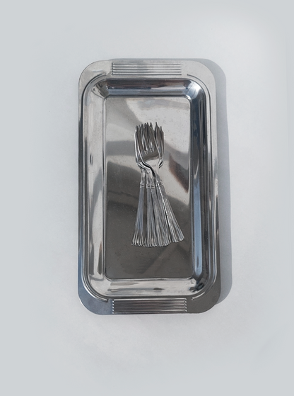 Vintage Desserttablett mit Gabel-Set
