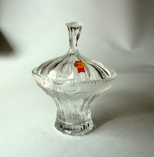 Vintage Bonboniere Bleikristall von Anna Hütte, Art Deco