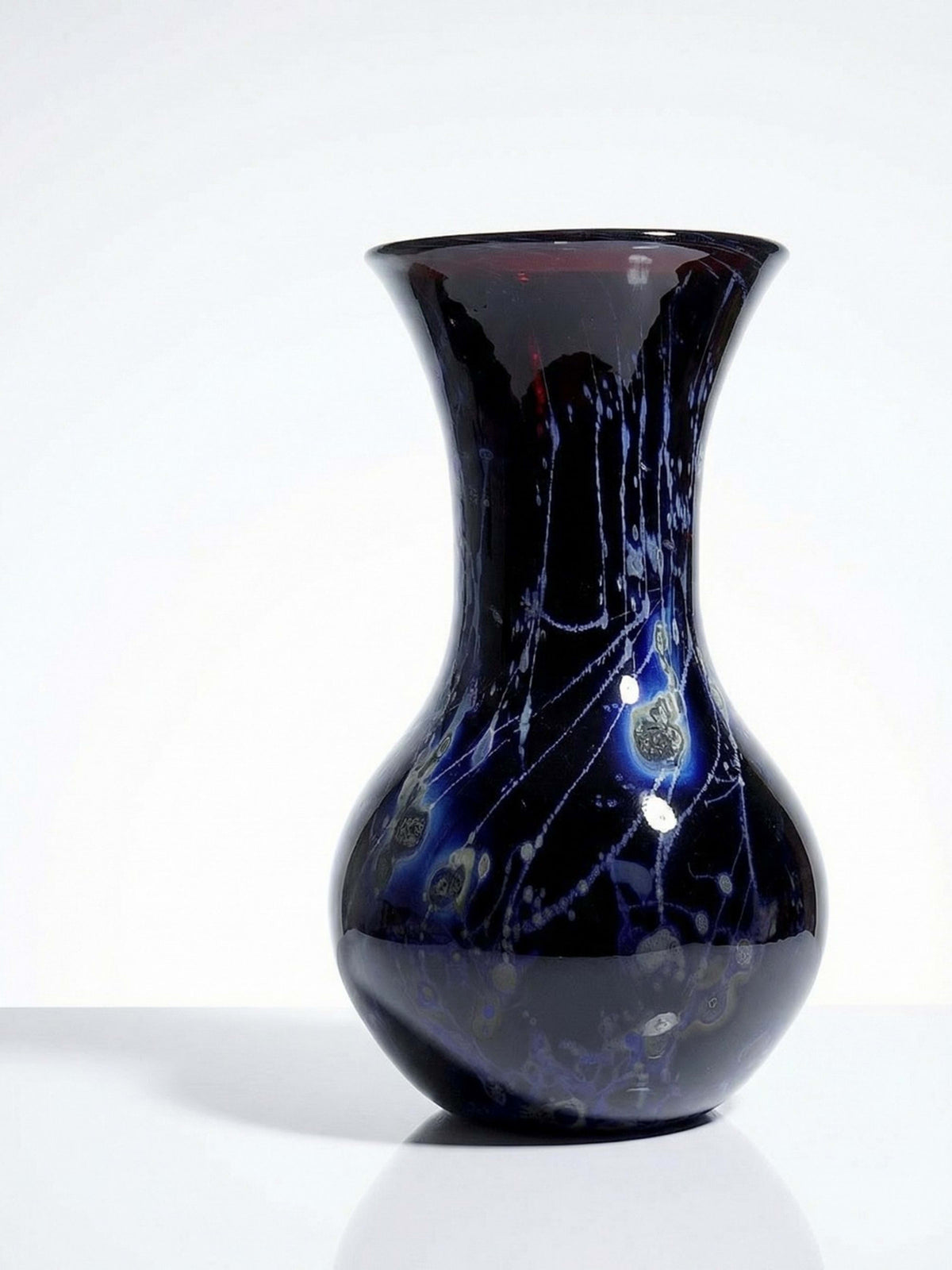 Vintage Kunstglasvase Violett mit Silberinclusionen von Studio Glass für Frankreich