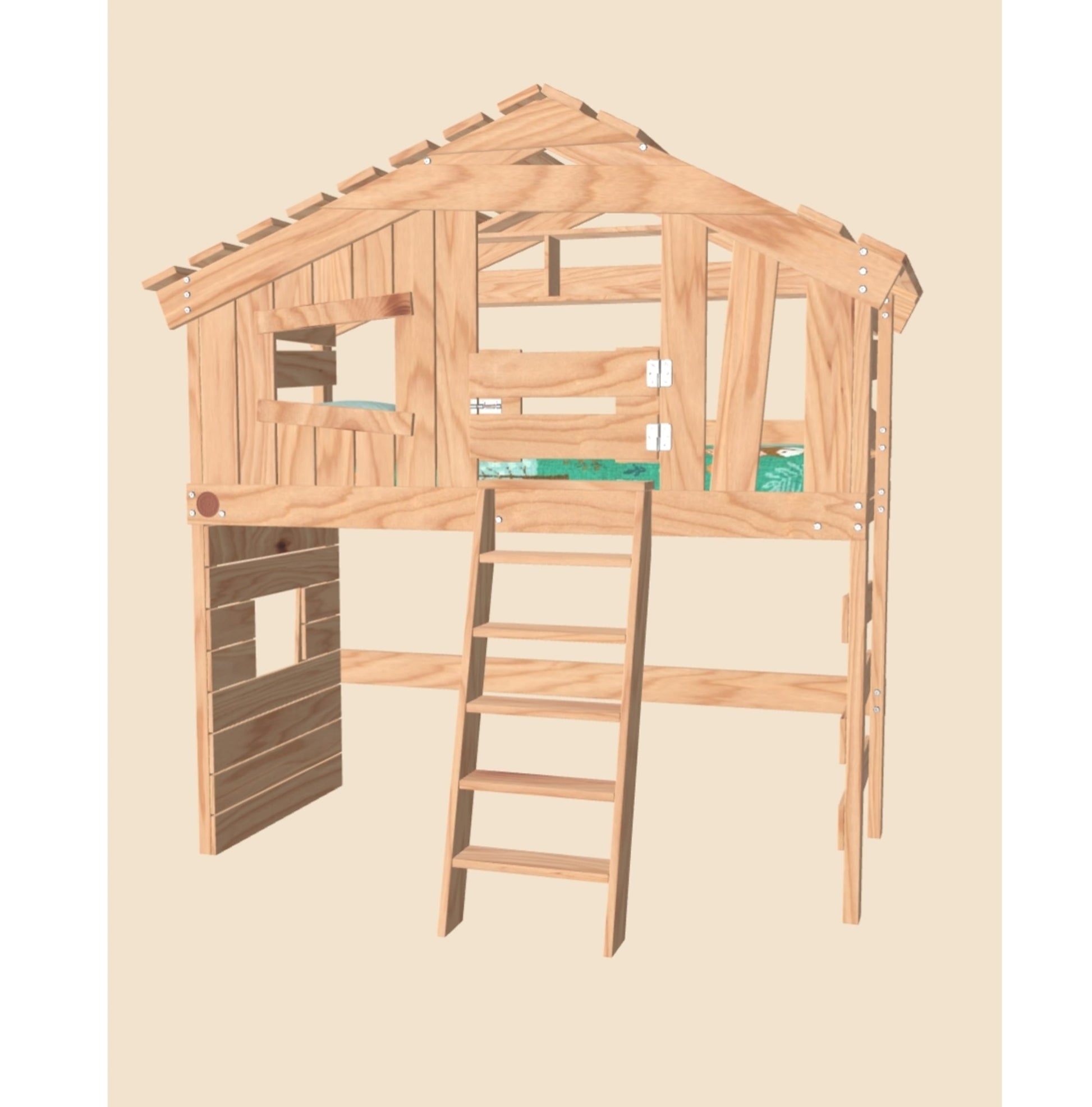 Hochbett Bibex Alpin Chalet von Bibex Massivholz sehr stabil mit Lattenrost Pre-Loved