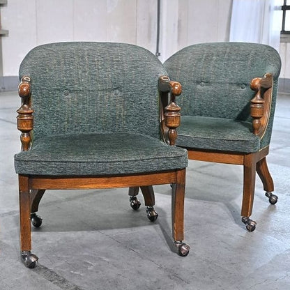 Vintage Armlehnstuhl "CDC21" von Mitsukoshi Brugge Set von 2, Eiche, auf Rollen