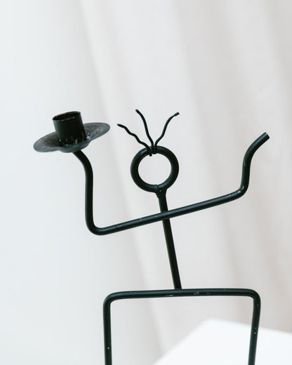 Bougeoir vintage style Memphis postmoderne en métal 1990