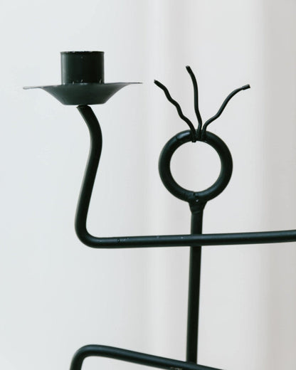 Bougeoir vintage style Memphis postmoderne en métal 1990