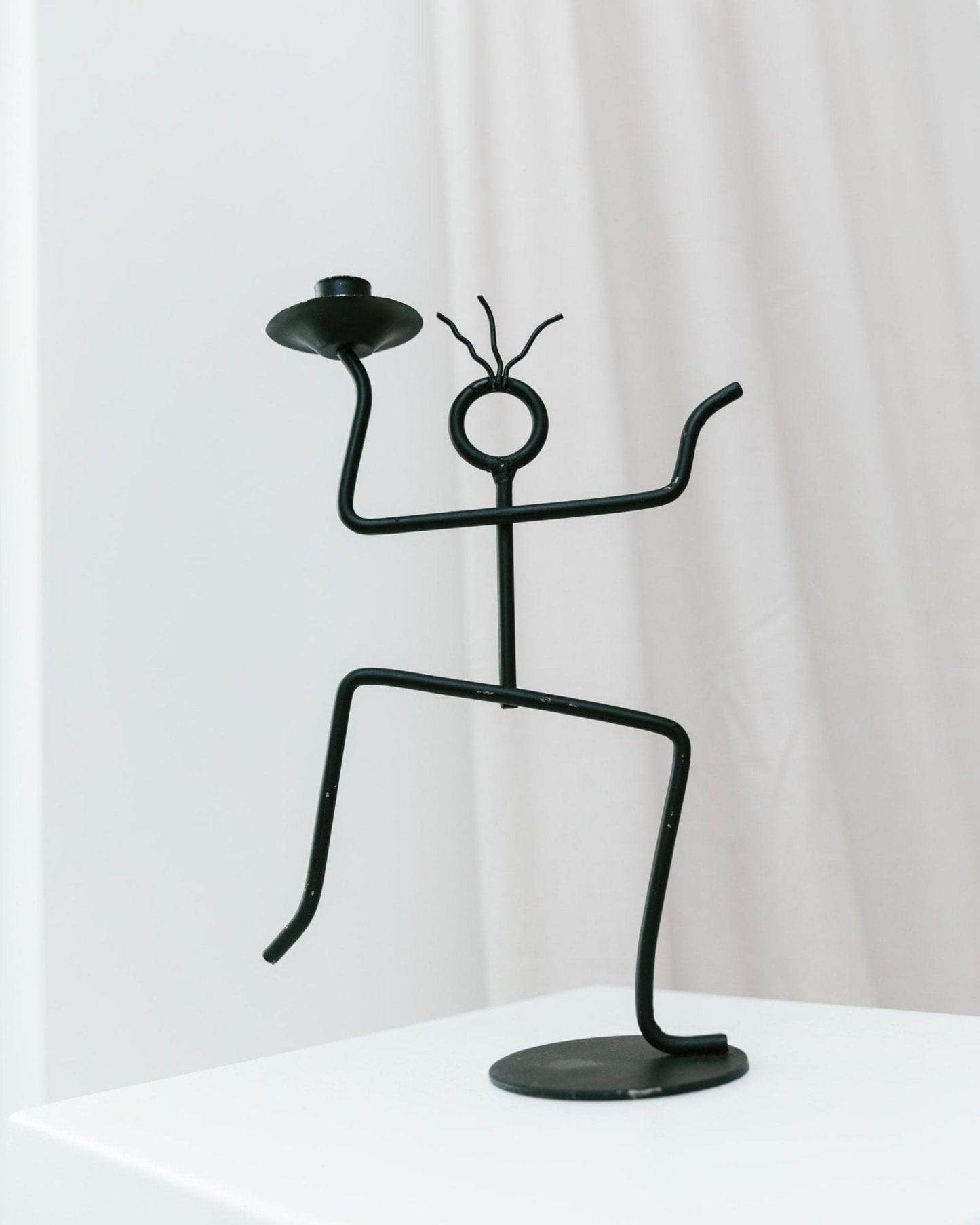 Bougeoir vintage style Memphis postmoderne en métal 1990