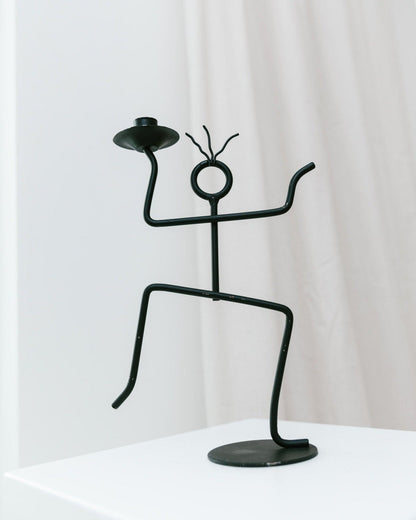 Bougeoir vintage style Memphis postmoderne en métal 1990