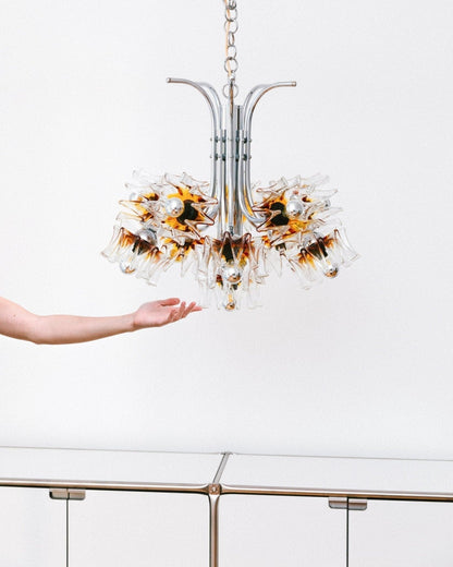 Lustre vintage en forme de fleur de Murano par Carlo Nason pour Mazzega Hollywood Regency années 1970