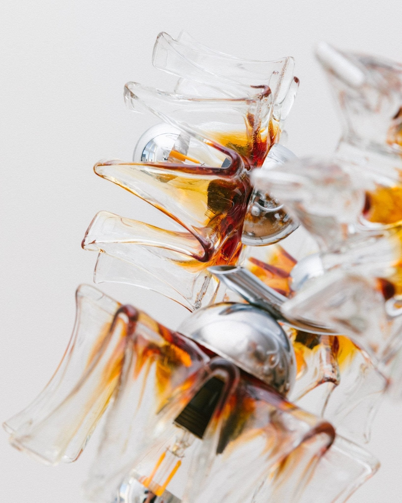 Vintage Kronleuchter von Carlo Nason für Mazzega Murano Blumen Glasschirm 11-flammig