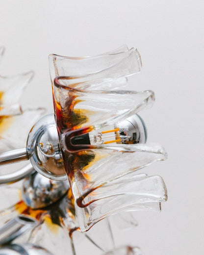 Lustre vintage en forme de fleur de Murano par Carlo Nason pour Mazzega Hollywood Regency années 1970