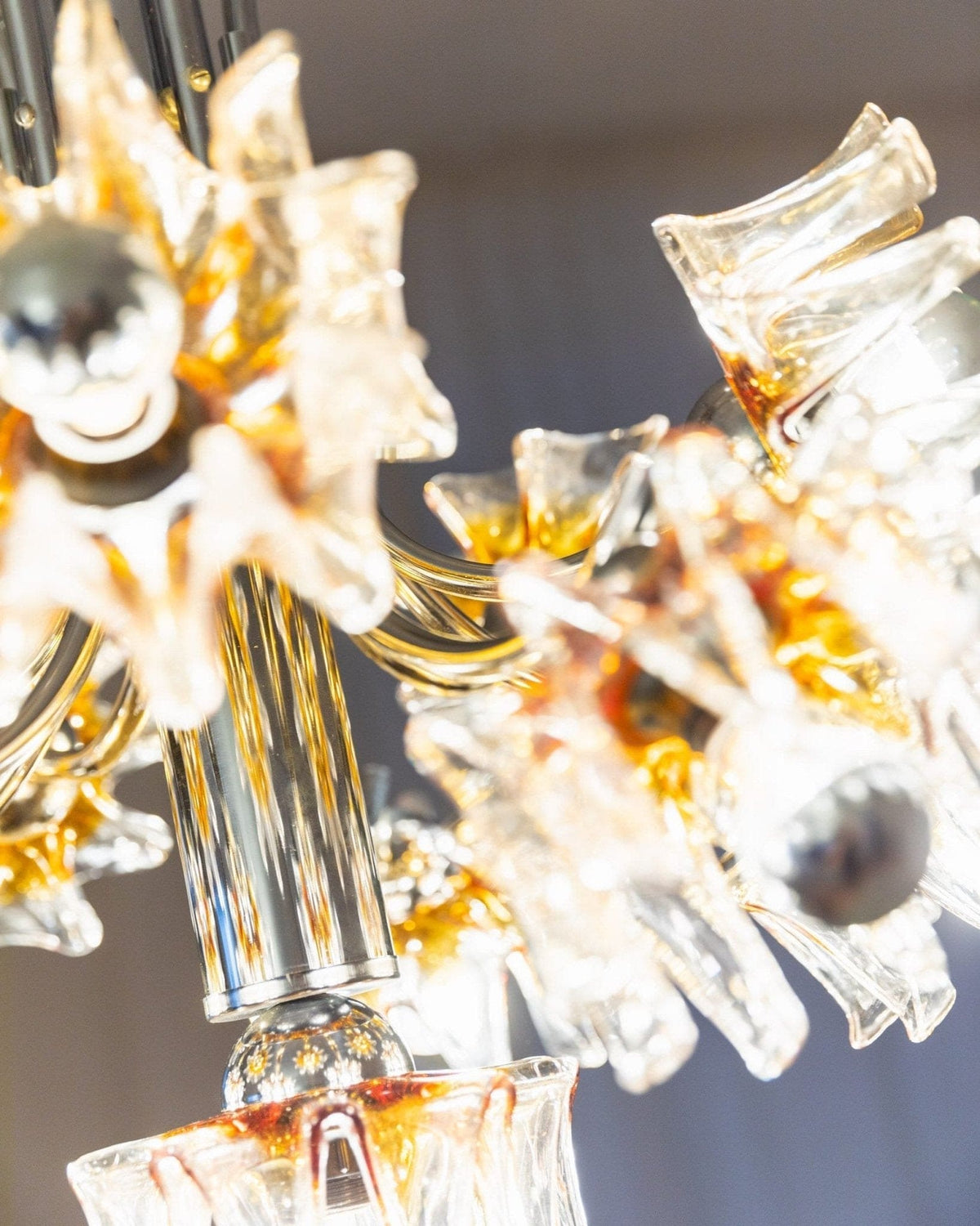 Vintage Murano Flower Chandelier by Carlo Nason for Mazzega Hollywood Regency 1970s