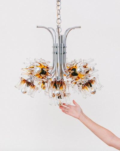 Vintage Murano Flower Chandelier by Carlo Nason for Mazzega Hollywood Regency 1970s