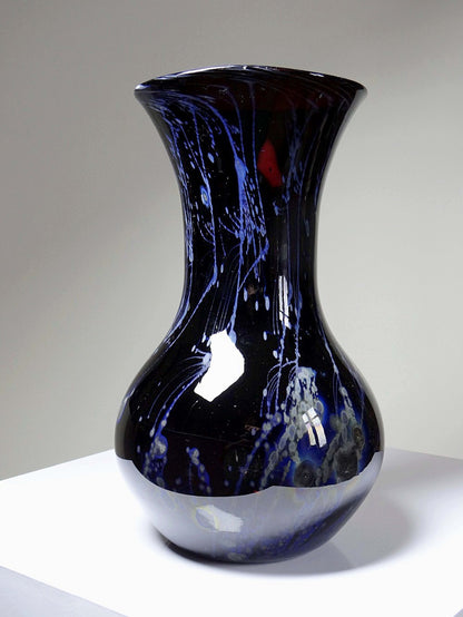 Vintage Kunstglasvase Violett mit Silberinclusionen von Studio Glass für Frankreich