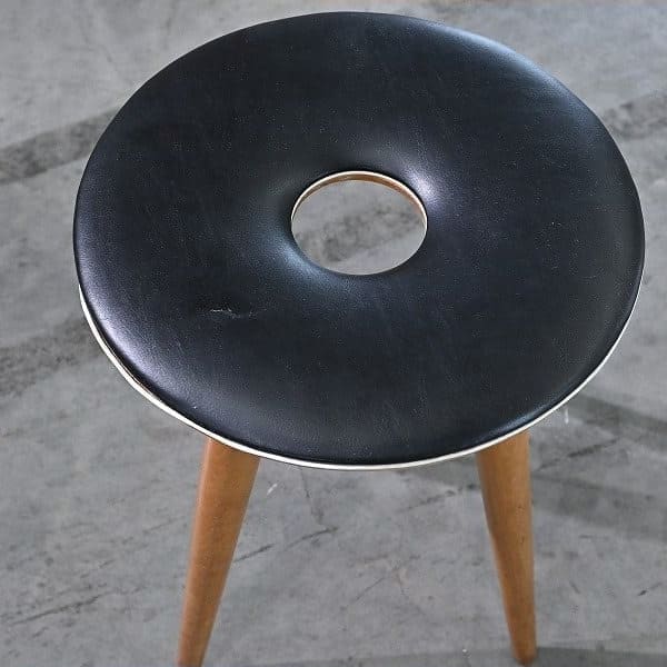 Vintage Hocker Ring Stool von Tokuyoshi Kato für Tendo Mokko mit Loch in der Sitzfläche