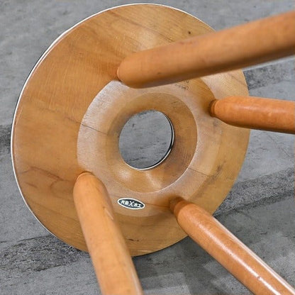 Vintage Hocker Ring Stool von Tokuyoshi Kato für Tendo Mokko mit Loch in der Sitzfläche