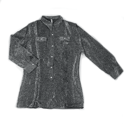 Lurex-Shirt: Vintage Silber, Glanz und Stil, Größe M