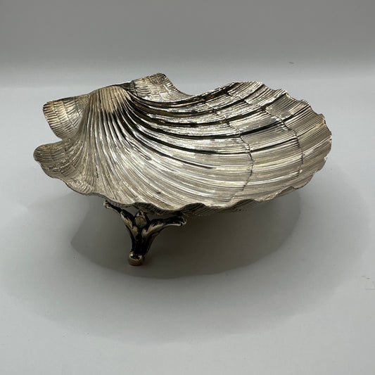 Vintage Muschel-Schale Sterling Silber dreibeinig fein strukturiert