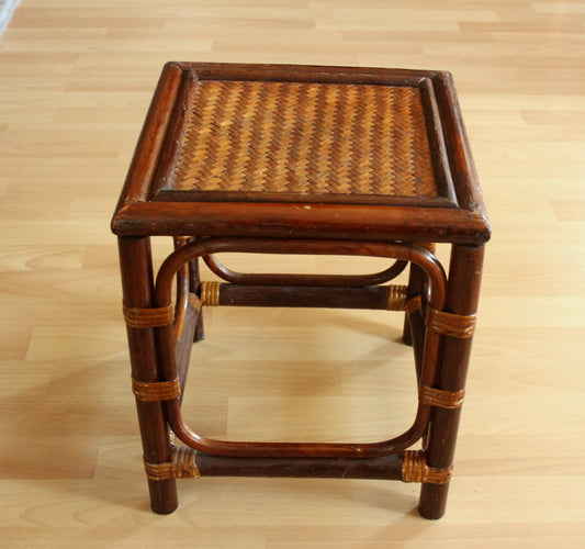 Vintage Blumenhocker aus Rattan und Bambus