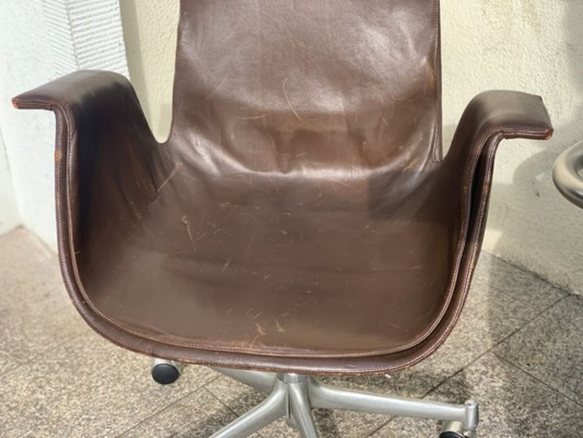 Vintage Stuhl Tulip FK 6727 von Preben Fabricius und Jørgen Kastholm für Kill International Braun, Silber