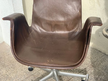 Vintage Stuhl Tulip FK 6727 von Preben Fabricius und Jørgen Kastholm für Kill International Braun, Silber