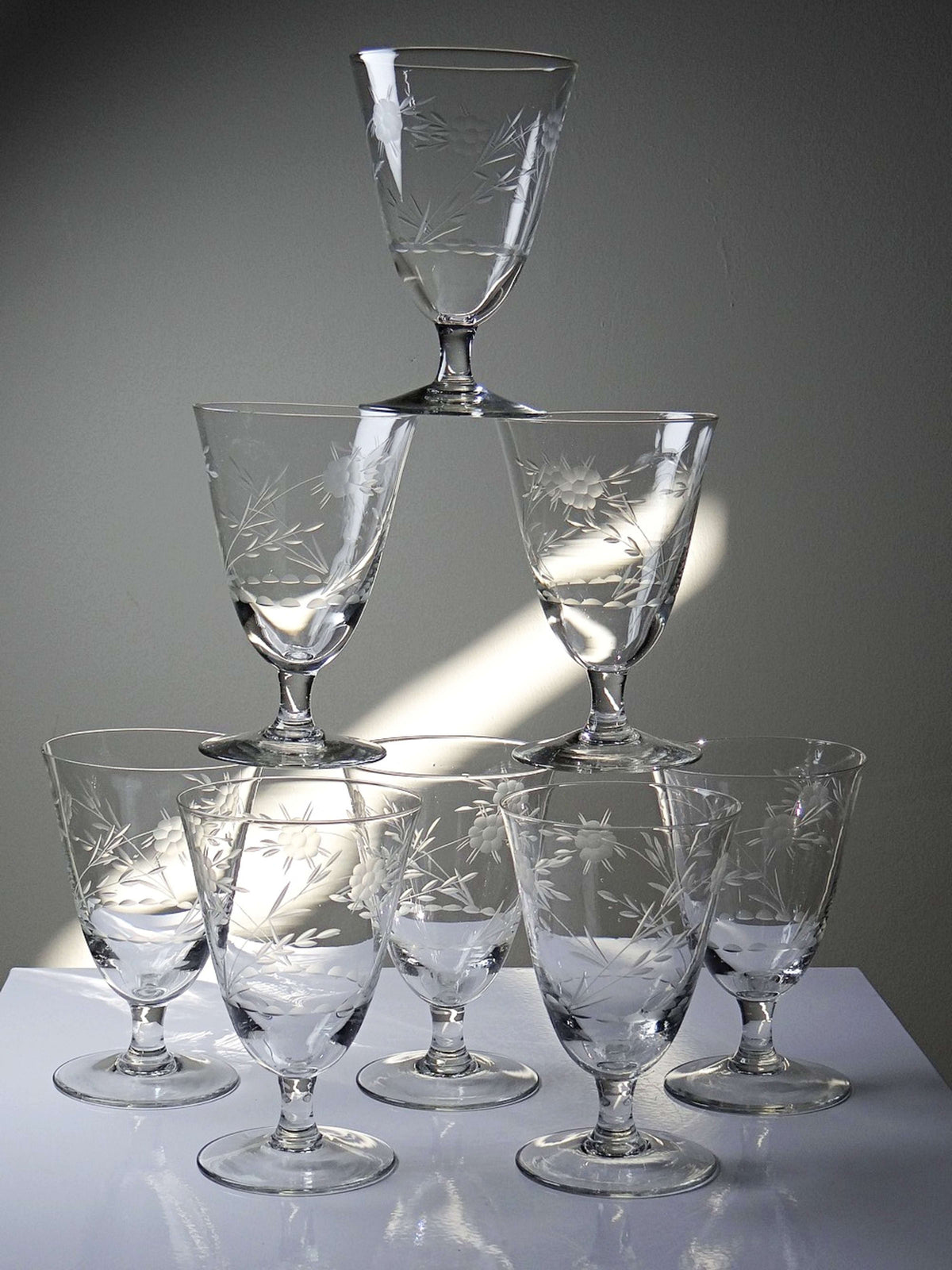 Set von 8 Vintage Weingläser aus Kristallglas, Böhmen