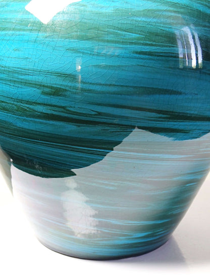 Vintage Keramikvase malachitgrün, Mid-Century