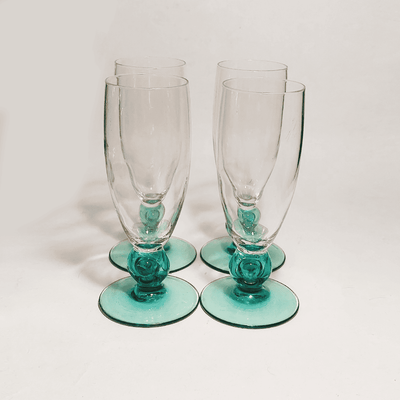 Vintage coupe bowl turquoise, transparent glass, plastic